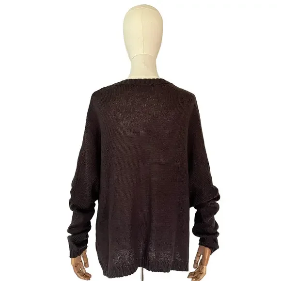 Wooden Ships Copper Tiger Face Oversized Sweater in Brown Mohair Wool Size M/L - Picture 3 of 11
